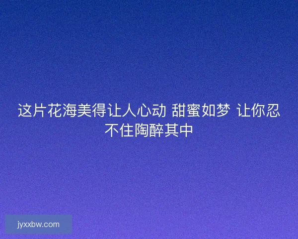 这片花海美得让人心动 甜蜜如梦 让你忍不住陶醉其中